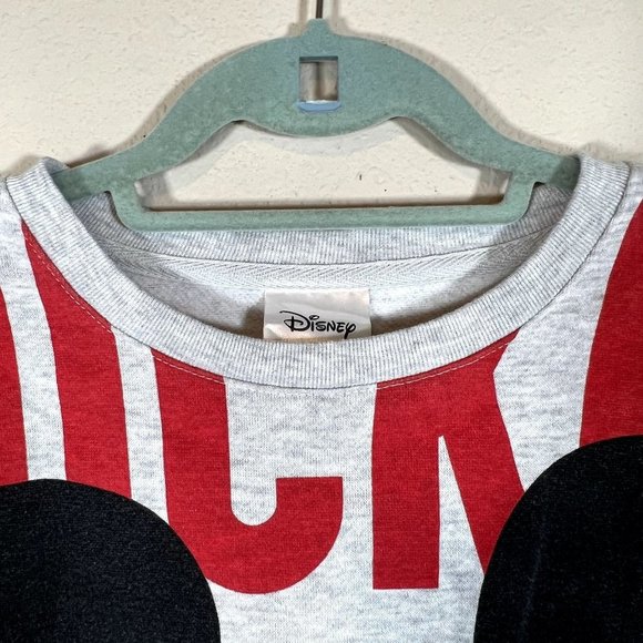 Disney Mickey Mouse Long Sleeve Sweatshirt Gray Spellout Retro Graphic Medium - Picture 8 of 8